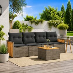 5-Piece Grey Garden Sofa Set for Outdoor Enjoyment