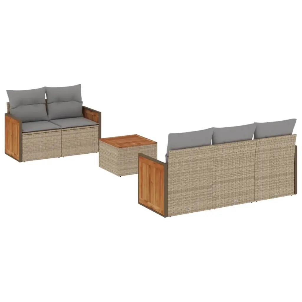 Garden Sofa Set 6 Piece Outdoor Furniture Patio Sectional Beige with Cushions