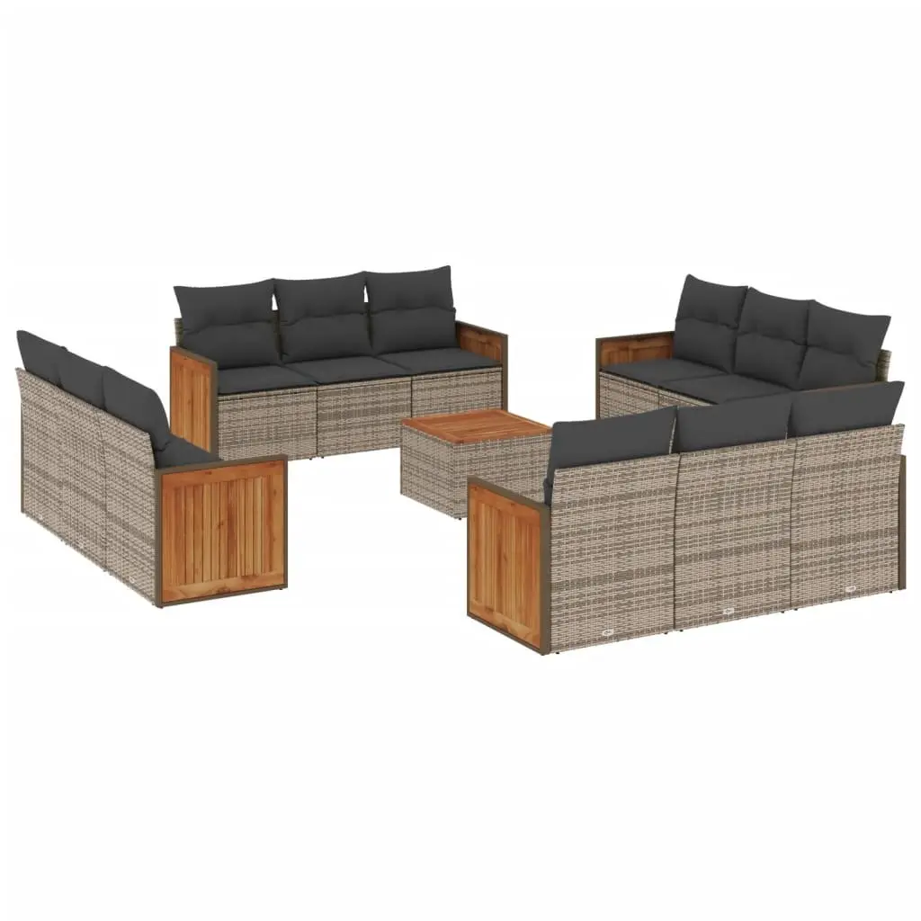 Garden Sofa Set 13 Piece Outdoor Furniture with Cushions Grey Rattan Patio