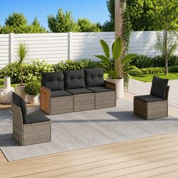 Garden Sofa Set 5 Piece Outdoor Furniture Patio Sectional with Cushions Grey