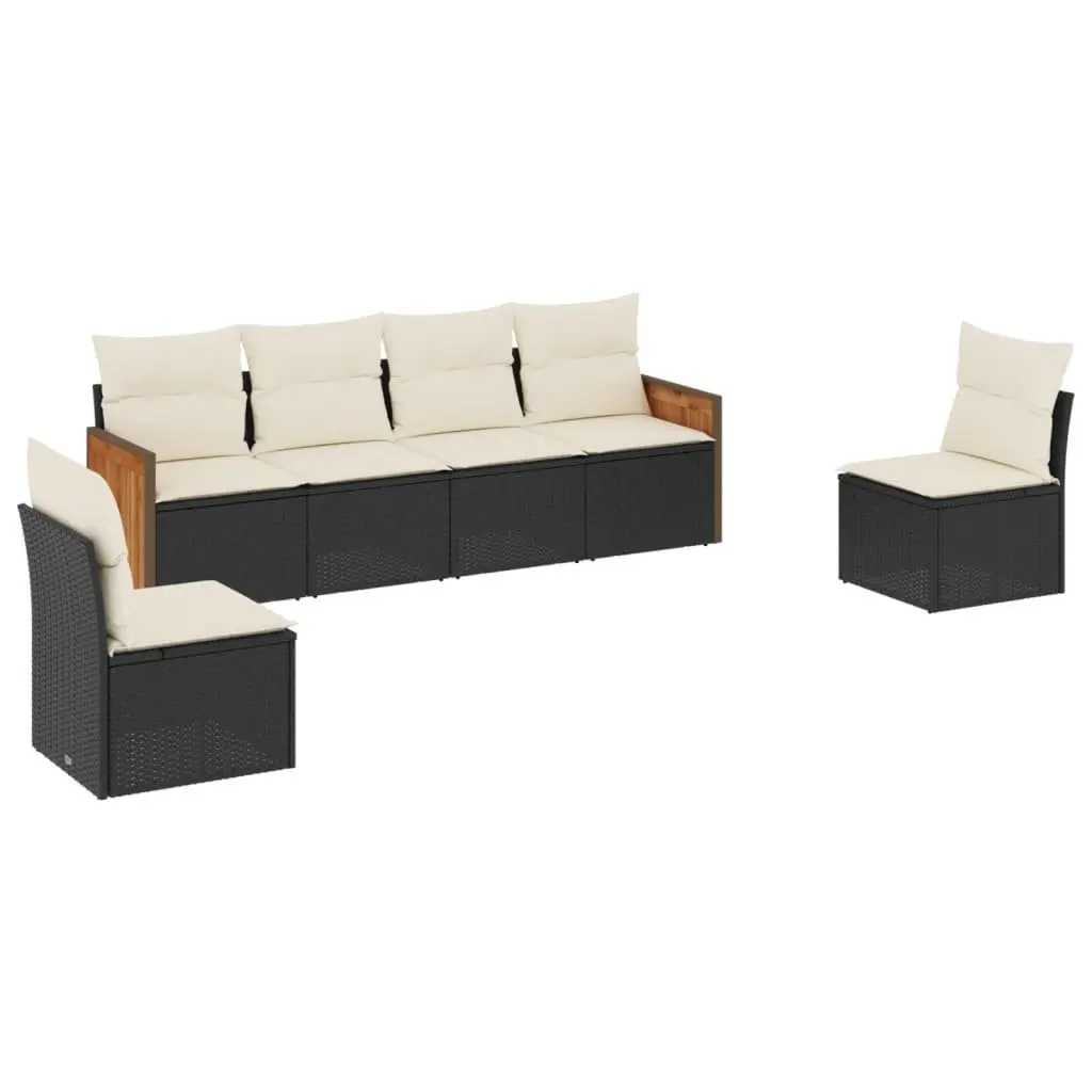 Garden Sofa Set Modular 6 Piece Outdoor Furniture Black