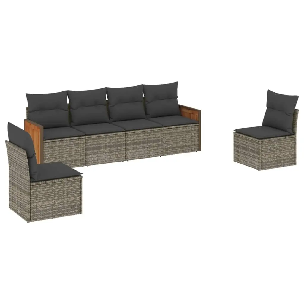 Garden Sofa Set 6 Piece Outdoor Furniture Patio Sectional Grey Cushions