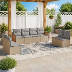 Garden Sofa Set 8 Piece Outdoor Furniture Patio Beige Cushions Modular Rattan