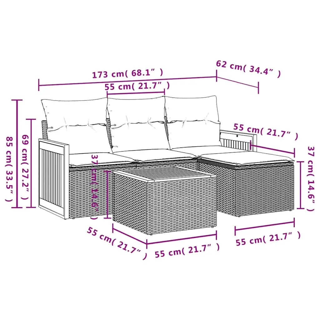 5 Piece Garden Sofa Set