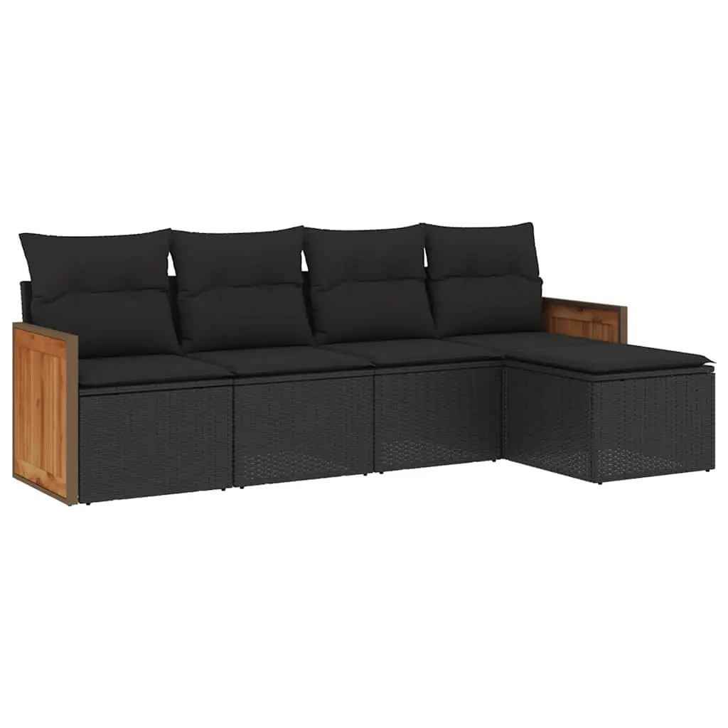 Garden Sofa Set 5 Piece Outdoor Furniture Patio Seating with Cushions Black