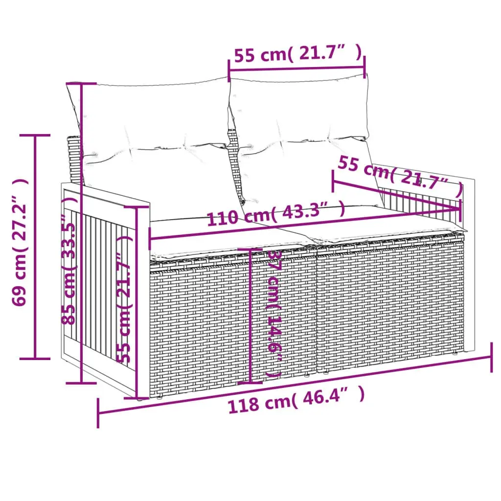 4 Piece Garden Sofa Set Outdoor Furniture Black Poly Rattan with Cushions Patio