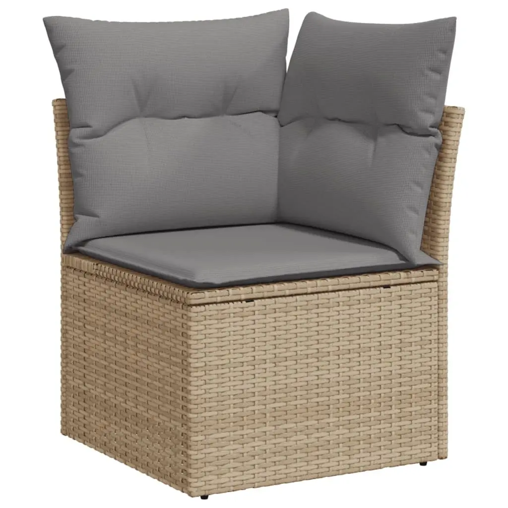 Garden Sofa Set 5 Piece Outdoor Furniture Beige Rattan with Cushions