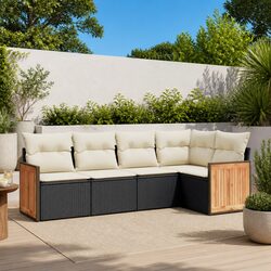 Garden Sofa Set 5 Piece Outdoor Furniture Patio Lounge with Cushions Black