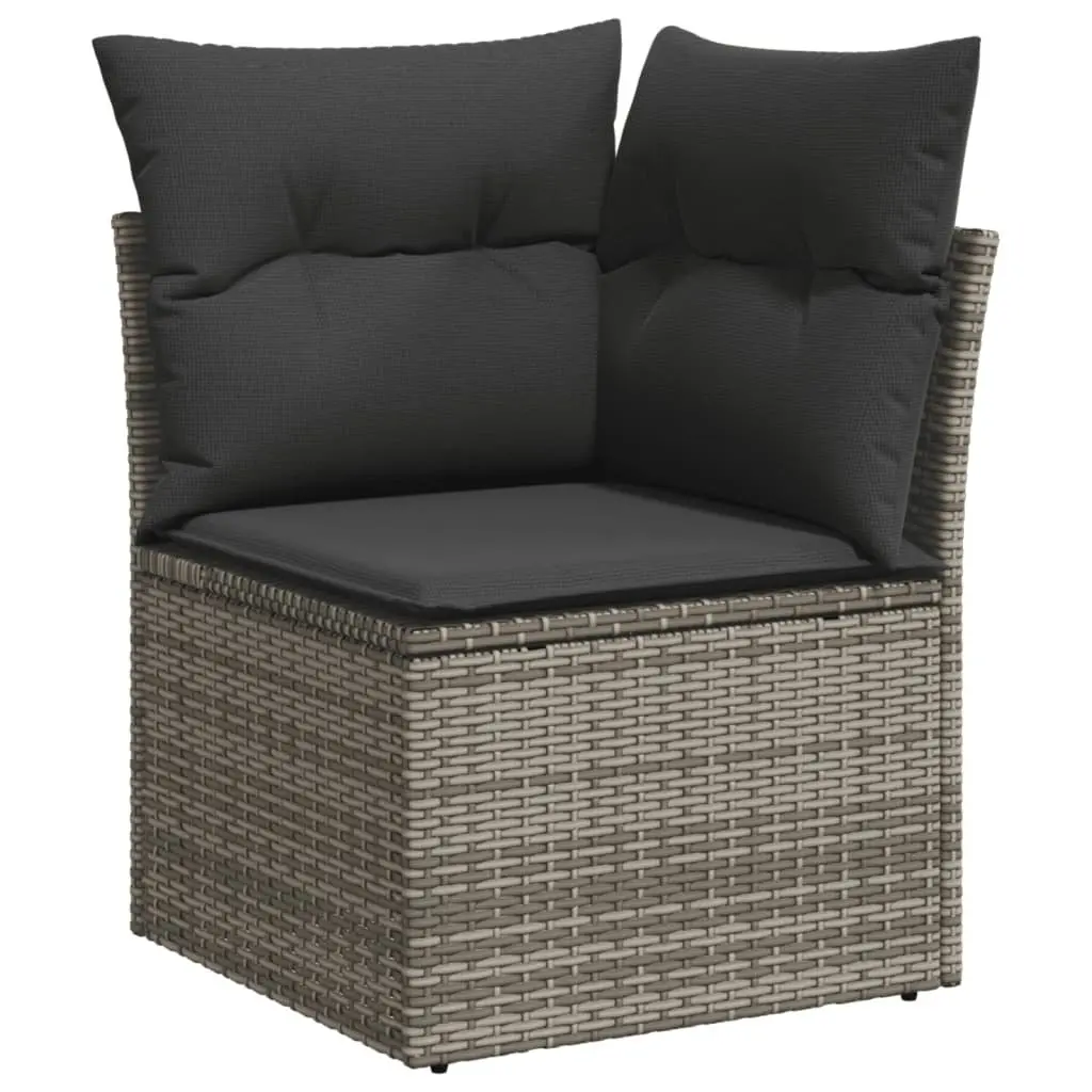 Garden Sofa Set Grey Poly Rattan 5 Piece Outdoor Furniture with Cushions