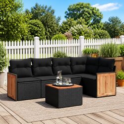Your New Favorite 6 Piece Garden Sofa Set in Black