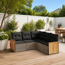 Grey 5-Piece Outdoor Sofa Set with Comfortable Cushions