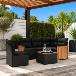 Friendly 6-Piece Garden Sofa Set - Black with Cushions