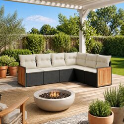 Friendly 6 Piece Black Rattan Sofa Set for Your Patio