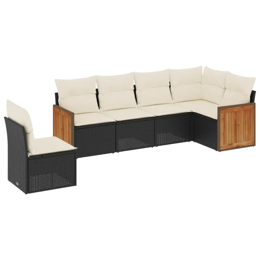 Garden Sofa Set 6 Piece Outdoor Furniture Patio Lounge Black Cushions Modular