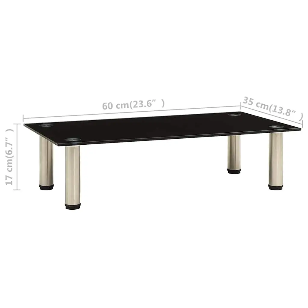 TV Stand Modern Black Tempered Glass 60 x 35 x 17 cm