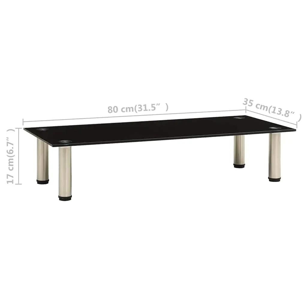 TV Stand Black Tempered Glass Modern 80 x 35 x 17 cm Living Room Bedroom Furniture Display Unit