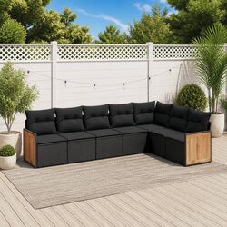 7 Piece Garden Sofa Set Outdoor Furniture Patio Rattan Lounge with Cushions