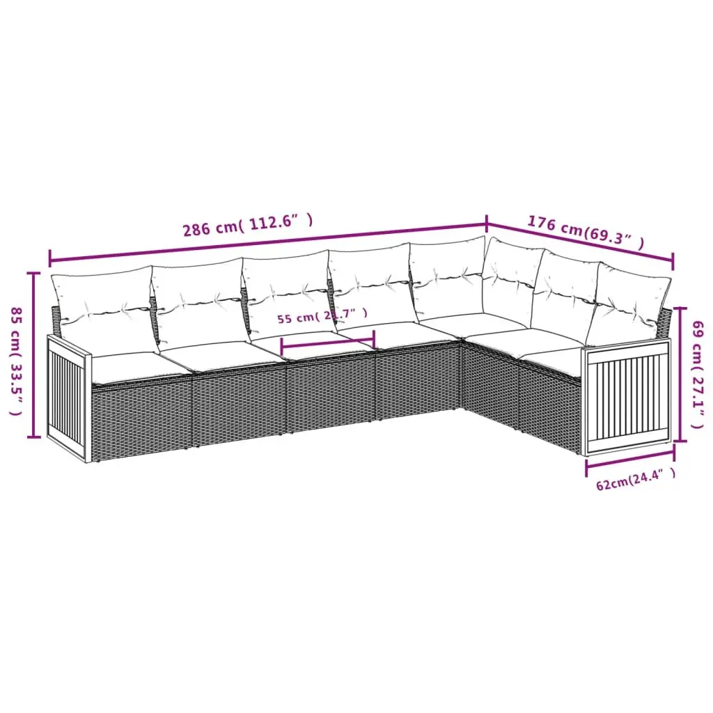 7 Piece Garden Sofa Set Outdoor Furniture Patio Rattan Lounge with Cushions