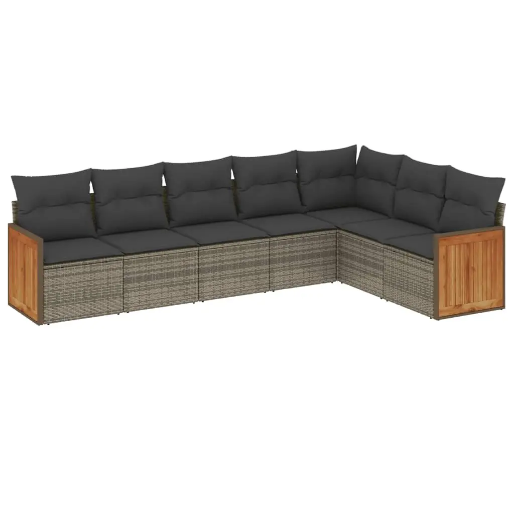 Garden Sofa Set 7 Piece Outdoor Furniture Patio Sectional Grey Rattan Cushions