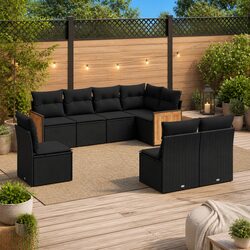 Friendly Modular 8-Piece Black Garden Sofa Set