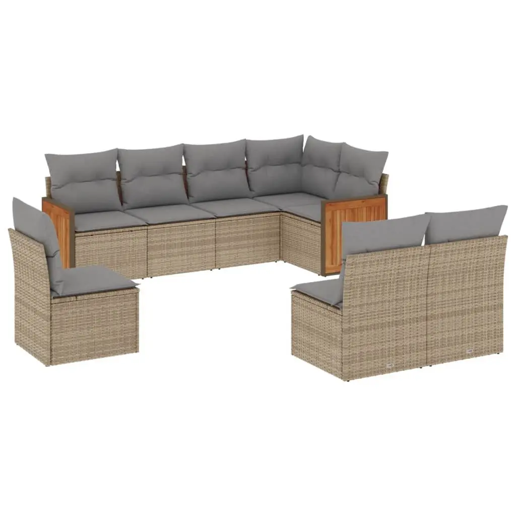 Outdoor Garden Sofa Set Modular 8 Piece Patio Furniture with Cushions Beige