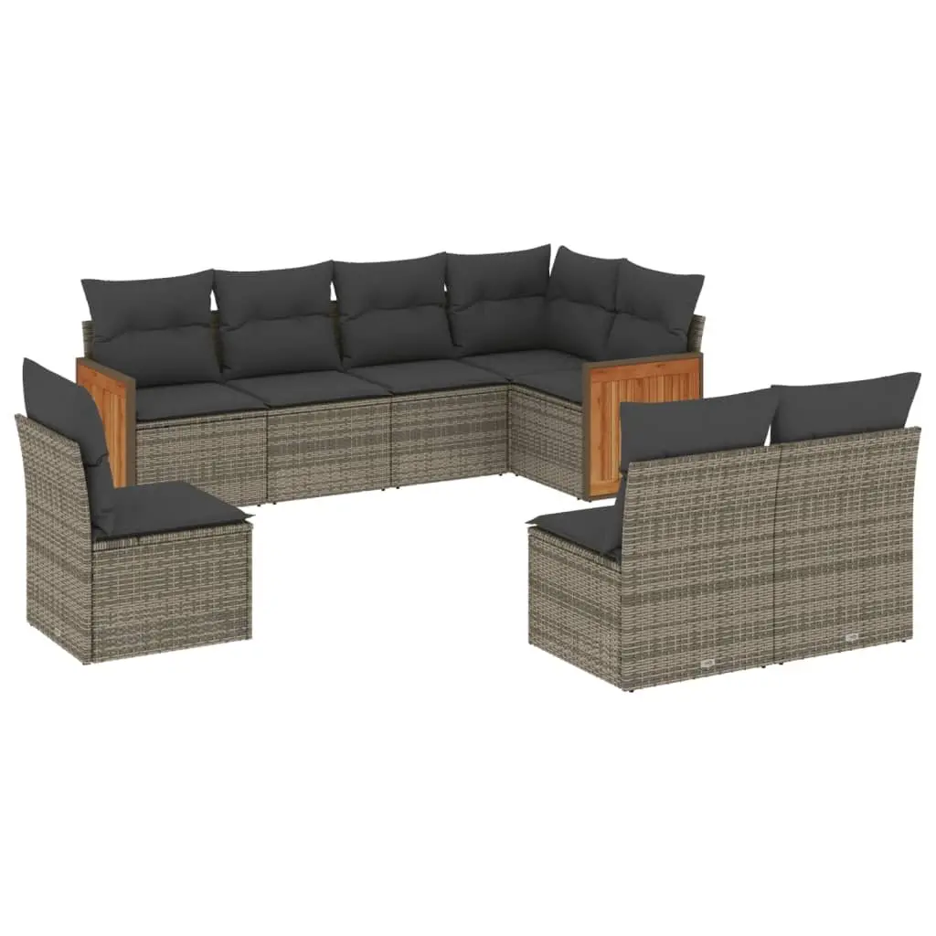 Garden Sofa Set Modular 8 Piece Outdoor Furniture Grey Poly Rattan