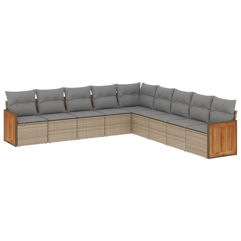 Garden Sofa Set 9 Piece Outdoor Furniture Patio Sectional Beige Cushioned
