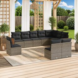 Friendly 10 Piece Grey Rattan Outdoor Sofa Set