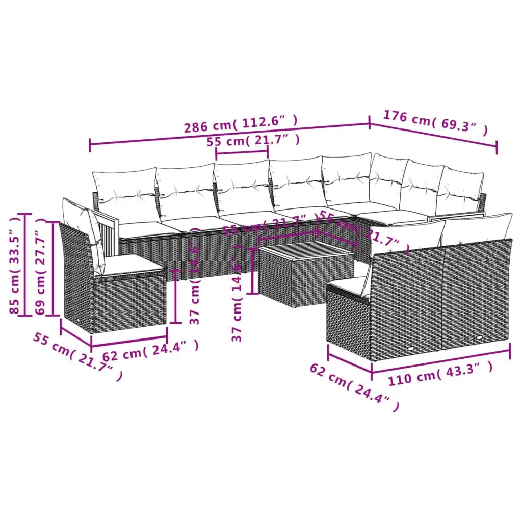 11-Piece Outdoor Sofa Set