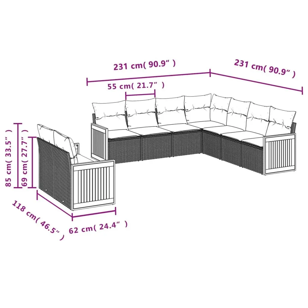 9 Piece Sofa Set
