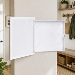 Key Box Wall Mount White Magnetic Board 35x35cm Home Office Storage Organizer