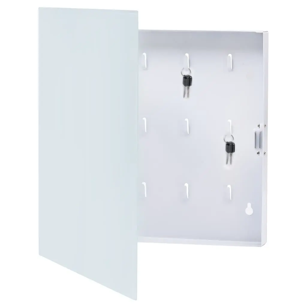 Key Box Wall Mount Magnetic Board White 35x35cm Home Office Storage Organizer