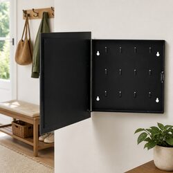 Key Box with Magnetic Board Black 35x35x4 cm Wall Mounted Lockable Cabinet