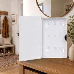 Key Box with Magnetic Board White Home Office Storage Organizer 30x20x4 cm
