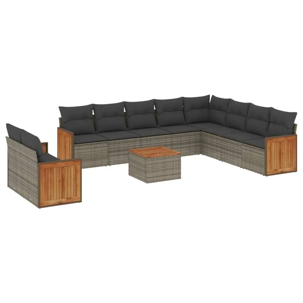 Garden Sofa Set 11 Piece Outdoor Furniture Grey Poly Rattan Patio Lounge