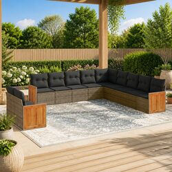 Friendly 11-Piece Outdoor Sofa Set with Grey Cushions