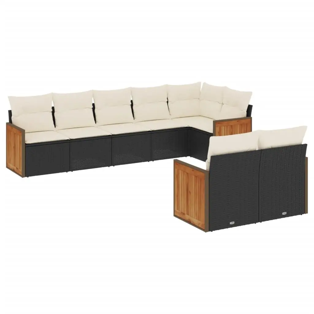 Garden Sofa Set 8 Piece Outdoor Furniture Patio Lounge Seating Black Cushioned