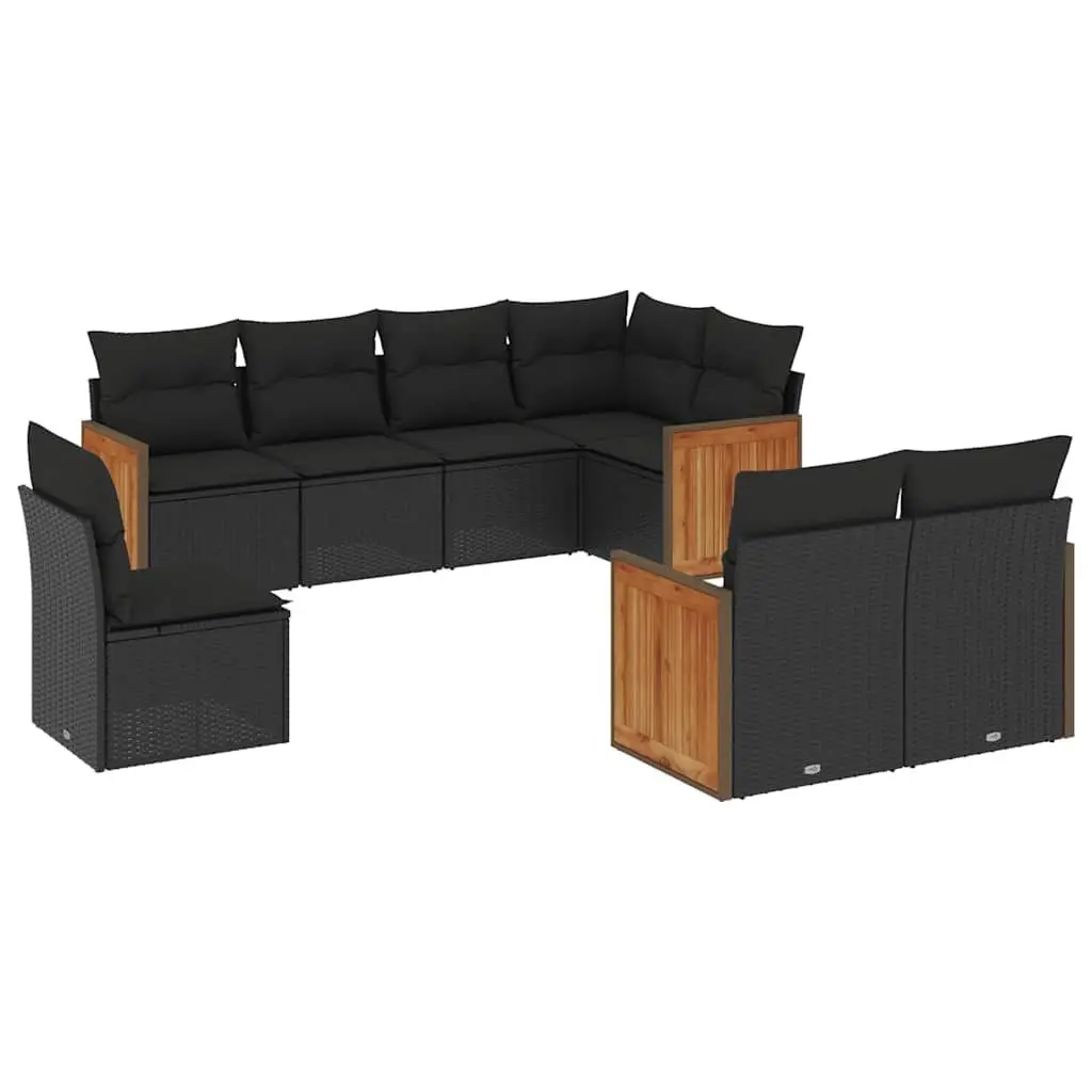 Garden Sofa Set 8 Piece Outdoor Furniture Black Poly Rattan Patio Lounge