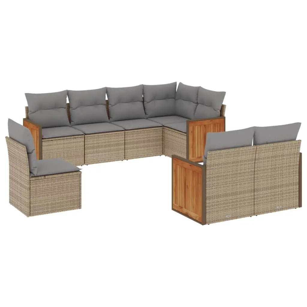 Modular Outdoor Furniture Garden Sofa Set 8 Piece with Beige Cushions