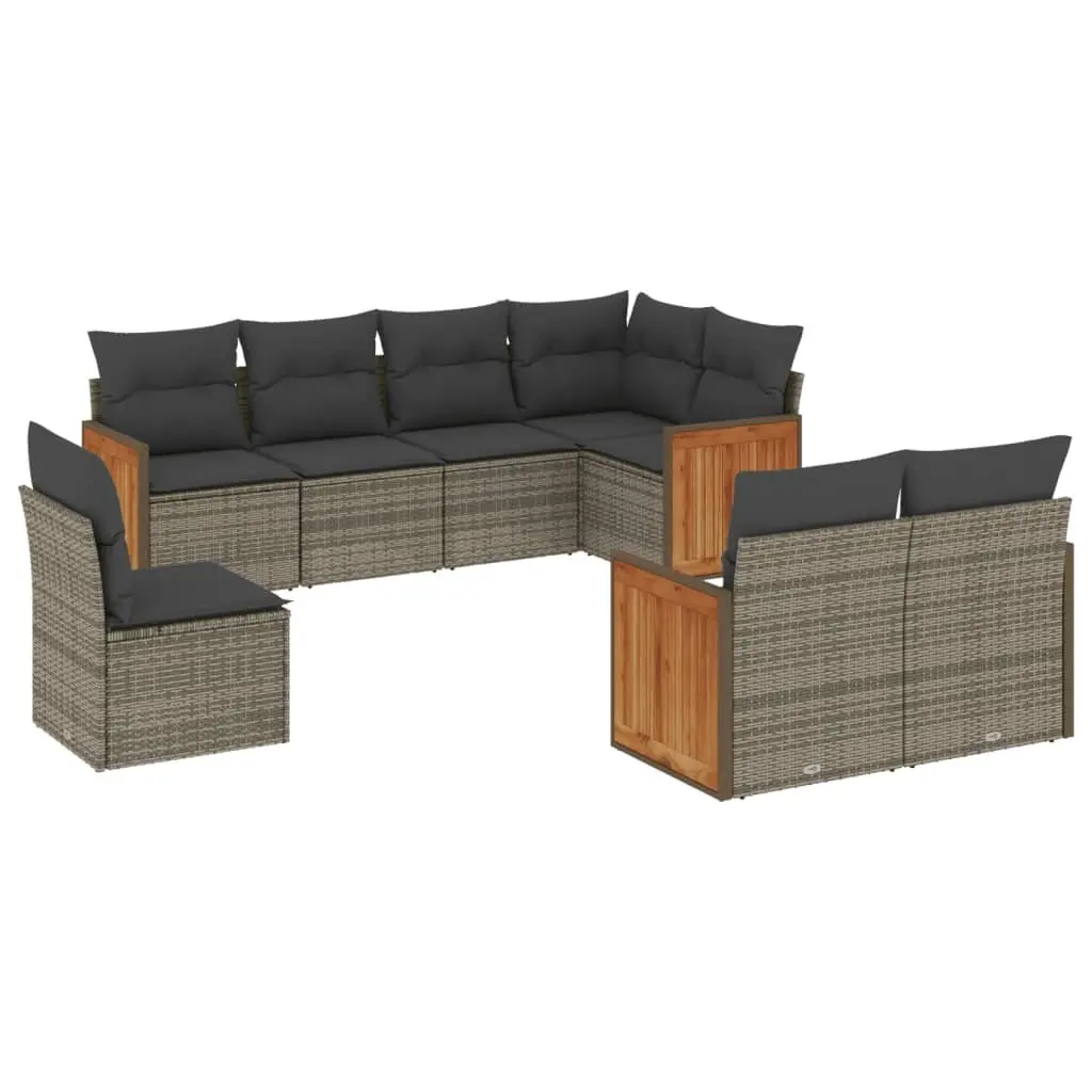Garden Sofa Set 8 Piece Outdoor Furniture Grey Poly Rattan Modular Patio Lounge