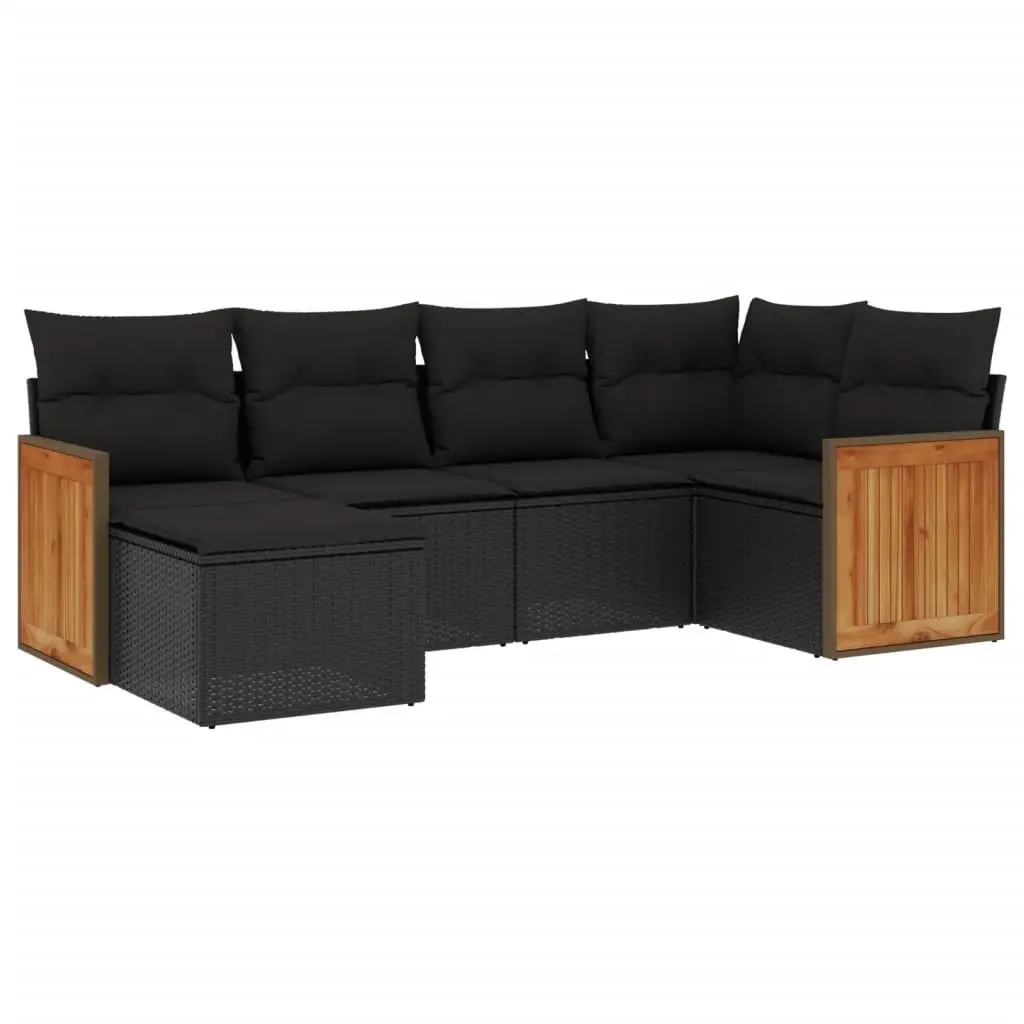 Garden Sofa Set Modular 6 Piece Outdoor Furniture Black Cushions