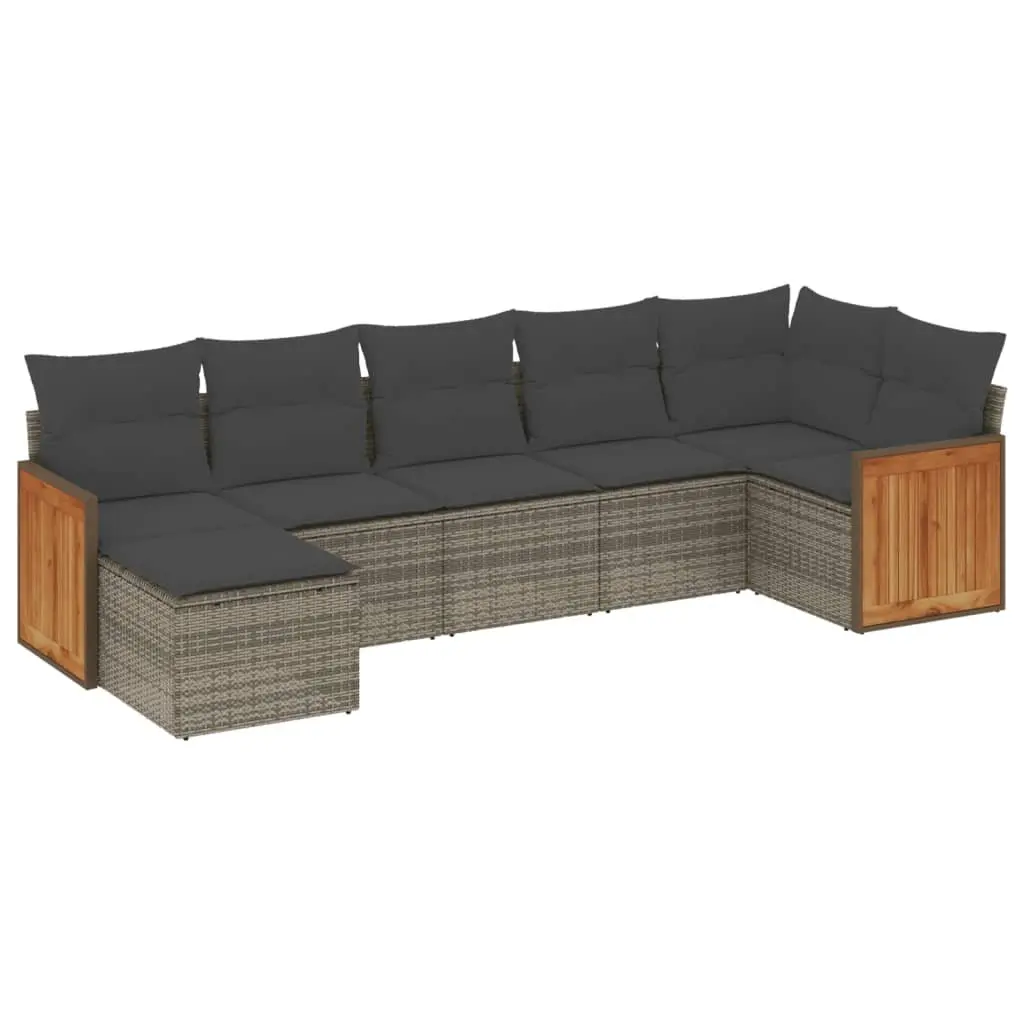 Garden Sofa Set 7 Piece Outdoor Furniture Grey with Cushions
