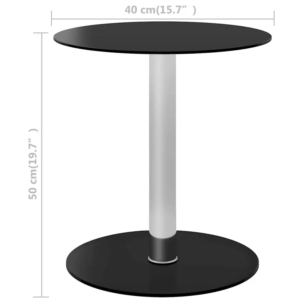 Coffee Table Modern Black Tempered Glass Top 40cm