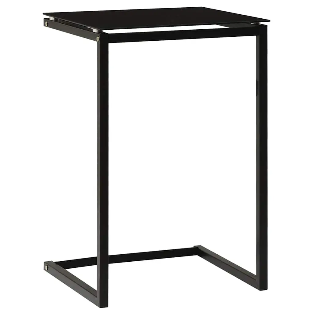 Side Table Modern Black Tempered Glass Accent End Table 40 x 40 x 60 cm