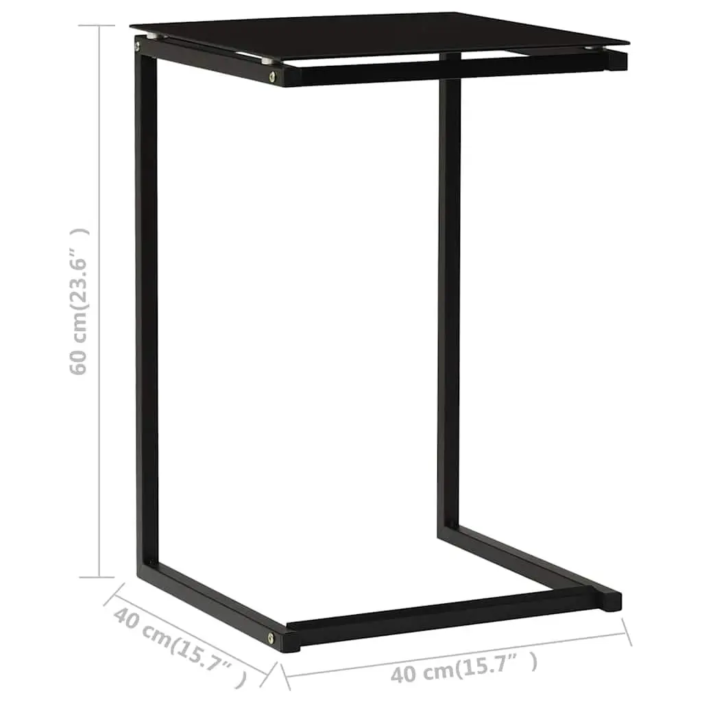 Side Table Modern Black Tempered Glass Accent End Table 40 x 40 x 60 cm
