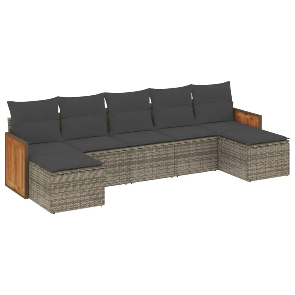Garden Sofa Set 7 Piece Outdoor Furniture Grey with Cushions