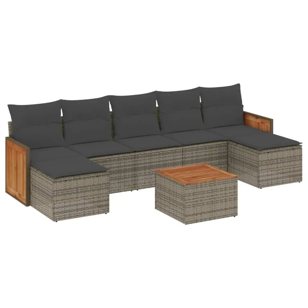 Garden Sofa Set 8 Piece Outdoor Furniture Grey Patio Rattan Modular with