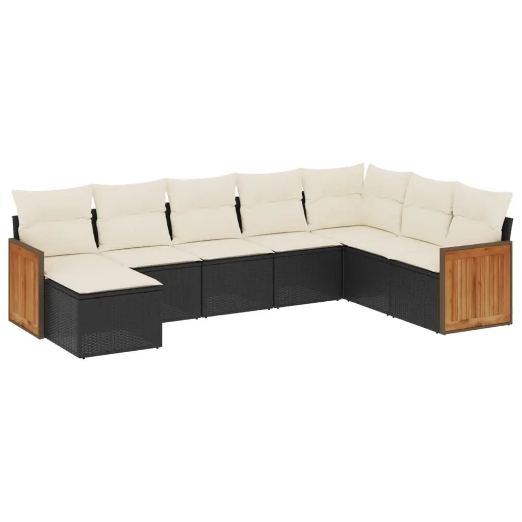 Garden Sofa Set 8 Piece Outdoor Furniture Patio Seating Modular Black Cushions