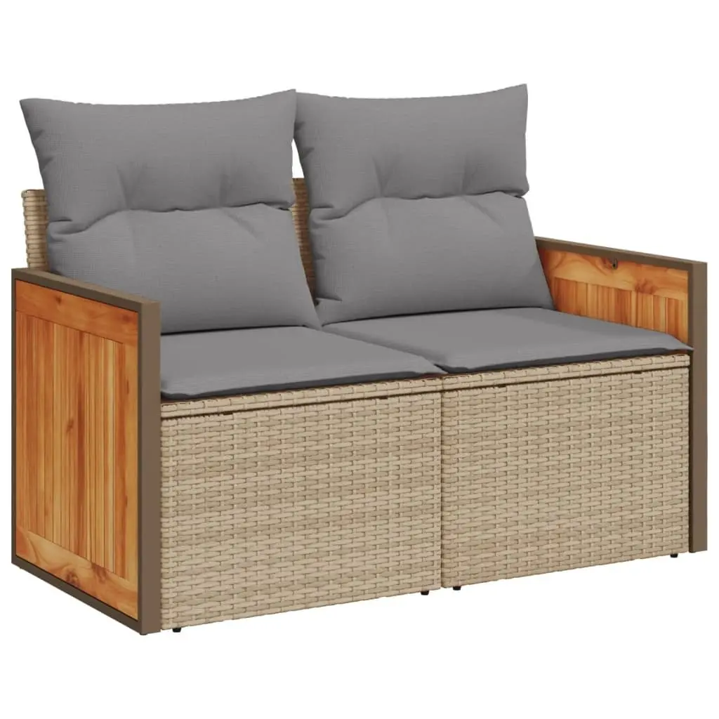 Garden Sofa Set 10 Piece Outdoor Furniture Beige with Cushions Patio Seating