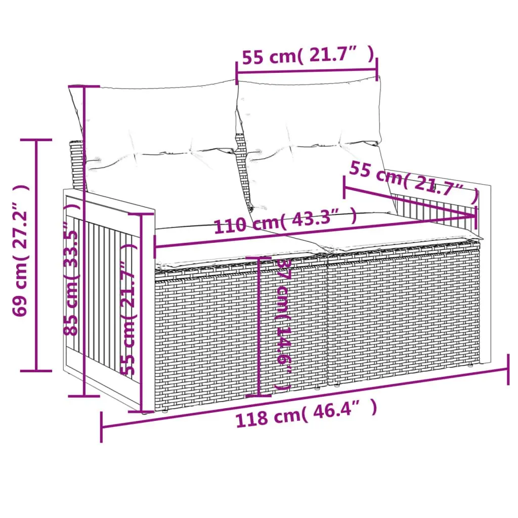 Garden Sofa Set 10 Piece Outdoor Furniture Beige Cushions Patio Seating Modular